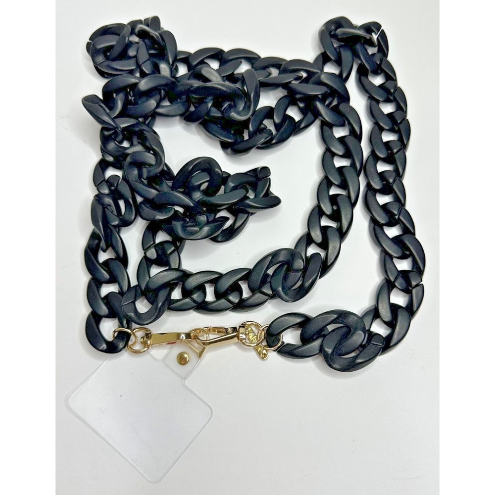New Karma Black Link Crossbody Purse Strap Gold Tone Clip Ends 50"